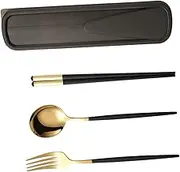 Totority 1 Set Stainless Steel Tableware Set Portable Cutlery Kit with Chopsticks Spoon Fork Durable Elegant Dining Utensils for Home Travel Outdoor Use