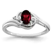 Sterling Silver Rhodium Plated Diamond u0026 Garnet Ring