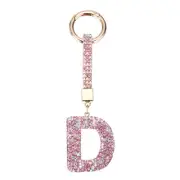 Bling Car Letter Charm, Car Rear View Mirror Charm Pink Initial Letter, D