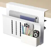 CARLA HOME Under Desk Side Laptop Holder Storage with No Drill Cable Management Tray and Pen Storage for Office and Home