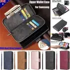 For Samsung Galaxy S24 S23 FE S22 S21 Ultra Plus Zip Wallet Case Leather Cover