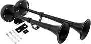 Vixen Horns Loud Powerful Dual Stainless Steel Trumpets Marine Electric Train Horn for Boats/RV/Trucks 12V Black VXH2112MAR-B