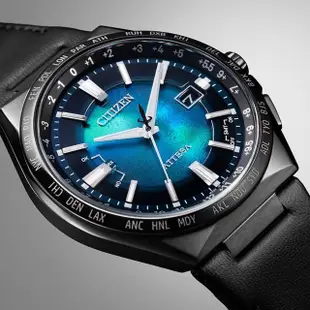【CITIZEN 星辰】ATTESA 系列 千彩之海 鈦金屬藍色光動能電波對時 男錶 禮物 手錶(CB0215-18L)