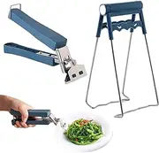 Bowl Gripper Clip, Tongs Stainless Steel Kitchen Set, 1 x Retriever Tongs, 1 x Anti-Hot Clamp Gripper, with Non-Slip Silicone Handle, Tongs for Hot Air Fryer for Lifting, Hot Bowls, Bowls, Pot