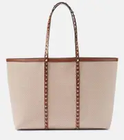 [Valentino Garavani] Valentino Garavani Rockstud Large canvas tote bag One Size beige