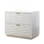 Design Square Luther Modern Classic Wooden End Lamp Side Table 2-Drawers White