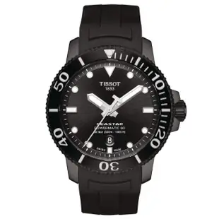 【TISSOT 天梭 官方授權】SEASTAR1000海星系列 300m 黑陶錶圈 潛水機械腕錶 母親節 禮物(T1204073705100)