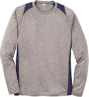 [SPORT-TEK] Long Sleeve Heather Colorblock Contender Tee. ST361LS Vintage Heather/True Navy 3XL