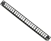 Leviton 49255-H24 QuickPort Patch Panel, 24-Port, 1RU, Cable Management Bar Included