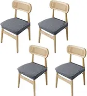 4 Pcs Dining Room Chair Seat Covers, Dining Room Chair Protector Slipcovers, Removable Washable Chair Seat Cushion Protectors for Home Kitchen Banquet Restaurant (Dark Grey)