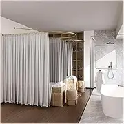 Divider Privacy Curtains for Salon, U-Shape Long Support Rod Room Divider Track, Hanging Screen Curtain Panels for Fitting Room(Gray)