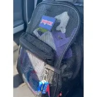 在飛比找蝦皮購物優惠-日本代購 jansport  網狀 經典logo 黑色後背包