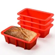 Mini Loaf Pan, Silicone Bread Loaf Pan Nonstick Set of 4 for Baking Bread, Toast