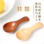 【木質餐具】日式荷木楠木迷你木勺2入(冰淇淋勺 茶葉勺 兒童用勺 木湯匙 木匙 湯勺 調味勺 茶勺 茶鏟)