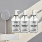 1/2/3 Pcs 16oz Soap Dispenser Empty Bottles with 6 Labels Wall Mounted Bracket