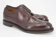 NEW $748 BROOKS BROTHERS GOLDEN FLEECE 7.5 SHELL CORDOVAN BURGUNDY LONG WING TIP