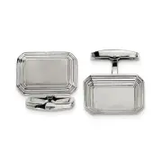 Men's Stainless Steel Brushed & Polished Step Edge Cuff Links