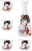 Hand-Painted Ceramic Sake Cups Set Liquor Holder Pot Simple Elegant for Occasions