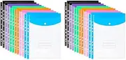 24 Pack A4 Punched Pockets Plastic Wallets - 11 Holes Expandable Binder Pocket Envelope File Folders
