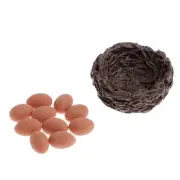 1/12 Scale Dollhouse Miniature Chicken Eggs And Nest Set