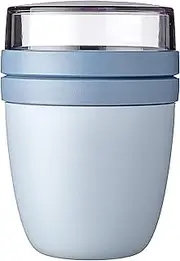 Mepal overnight oat jar - Mini - Practical Yoghurt Cup & Muesli Cup - Separate Compartments for Yoghurt & Muesli - Suitable for Freezer, Microwave & Dishwasher - 300 ml + 120 ml - Nordic Blue