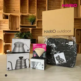 【HARIO】V60戶外旅行露營登山用咖啡入門組 O-VOCB (濾杯+細口壺+分享壺 +攜行袋+濾紙)