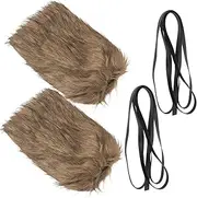 [Cabilock] 1 Set Strap Leg Warmers Fur Boot Covers Boot Cover Fur Furry Boots Leg Warmers Fur Switch Cover Plate Button Cover Viking Outfit Women Polishing Trowel Woman Fur Polyester Brown