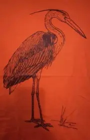 Great Blue Heron Bird Mens T-shirt Size Large Orange
