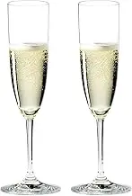 Riedel Vinum Champagne Flute Machine-Made Crystal Glass, Clear – Preserves Effervescence of Sparkling Wines – Slender & Elegant Design for Celebrations – 162 ml Capacity (Pack of 2)