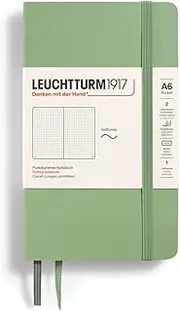 LEUCHTTURM1917 - Notebook Softcover Pocket A6-123 Numbered Pages for Writing and Journaling (Dotted, Sage)