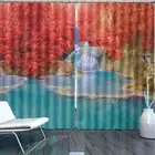 Red Pool Nice Waterfall 3D Curtain Blockout Photo Printing Curtains Drape Fabric