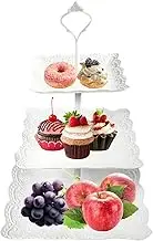 Bliceon Cupcake Stand, White Cake Stand, 3 Tier Square Dessert Plate, Afternoon Tea Stands, Great for Cupcakes, Fruit and Party Treats, Birthdays, Weddings, Afternoon Tea