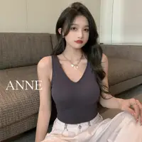 在飛比找蝦皮商城優惠-ANNE｜女螺紋V領胸墊背心 帶胸墊【AU50105】帶胸墊