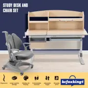 Kids Height Adjustable Ergonomic Study Desk and Chair Set Wooden 120cm Grey