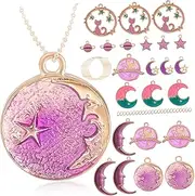 [CIMAXIC] 24pcs Women Diy Necklace Kit Moon Pendant Necklace for Girls Necklace Charms and Chain for Women