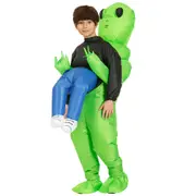 Scary Halloween Green Alien Inflatable Costume Blow Up Party Dress Fancy AU