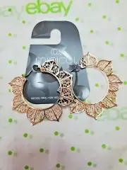 Minicci Gold Tone Saddle Back Drop Filigree Sun Shaped Round Earrings New