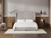 My Style Winged Headboard & Slimline Base - King / Haze / Drawer Base
