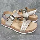 Clarks Collection Sandals 7.5 M Gold Leather Brynn Step Adjustable Strap Shoes