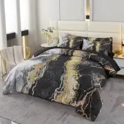 King Size Bed in a Bag 6 PCS Black Marble Comforter Set with Bed Sheets