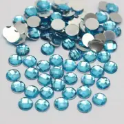 500 Blue Acrylic Rhinestone Flatback Round Gem Beads 6mm Flat Back No Hole