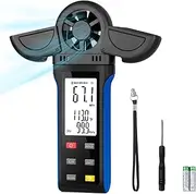 HOLDPEAK Handheld Anemometer with 270º Rotatable Detector & Vane Cover, Digital Wind Speed Gauge Meter, Air Flow Velocity CFM Measuring Device for HVAC Outdoor Sailing Shooting Golf