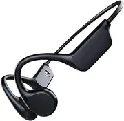 Bone Conduction Bluetooth Headphones, Open Ear, Waterproof Wireless Earphones with Mic, 8Hrs Playtime Sports Headset for Workout, Running, Cycling, Driving, Gym, Hiking, Work, IPX68 32G MP3 (Black)