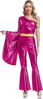 [Manyakai] Women 70s 80s Hippie Disco Costume Adult Retro Jumpsuit Carnival Clubwear Dance Party