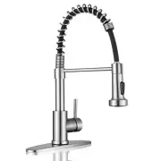 WEWE Kitchen Faucets, Commercial Brushed Nickel Stainless Steel Pull Down Spr...