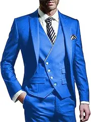 [JEShifangjiusu] Suit for Men 3 Pieces Business Wedding Prom Evening Jacket Formal Suit Evening Jacket Pants, Blue, 7XL