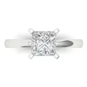 14K White Gold Solitaire Promise Ring, 1.5 ct Princess Cut Simulated Diamond