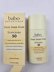 Babo Botanicals Daily Sheer Mineral Sunscreen Fluid SPF50 - Natural Zinc Oxide -