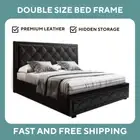 Artiss Bed Frame Double Full Size Gas Lift Base Storage Headboard Black Leather