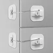 Refrigerator Lock with Key, Fridge Locks,Lock for Fridge Freezer, Cabinets and Drawers, Air Oven Air Fryer, Closets, Windows, 2 Pack Refrigerator Lock with 4 Keys (White)
